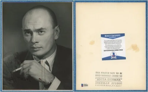 Yul Brynner — Yul Brynner 8x10 inch signed Black & White photo w Beckett BAS COA