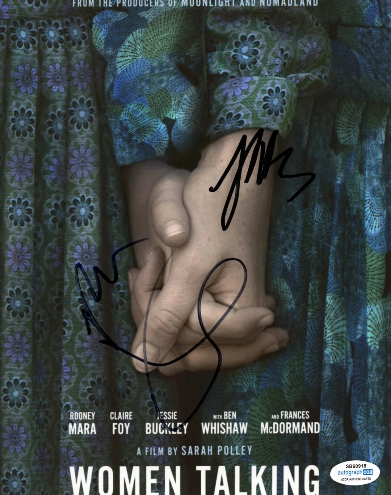 ROONEY MARA, CLAIRE FOY, SARAH POLLEY — Rooney Mara, Claire Foy, Sarah Polley signed "WOMEN TALKING" 8x10 Photo ACOA COA, изображение 4