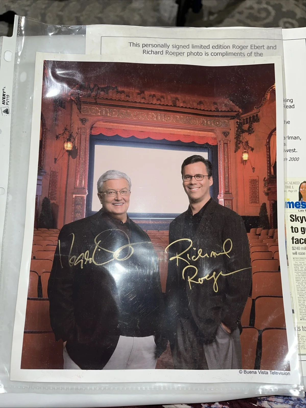 Roger Ebert — Roger Ebert & Richard Roeper Hand Signed Photo-Limited Edition-Chicago Sun Times, изображение 2