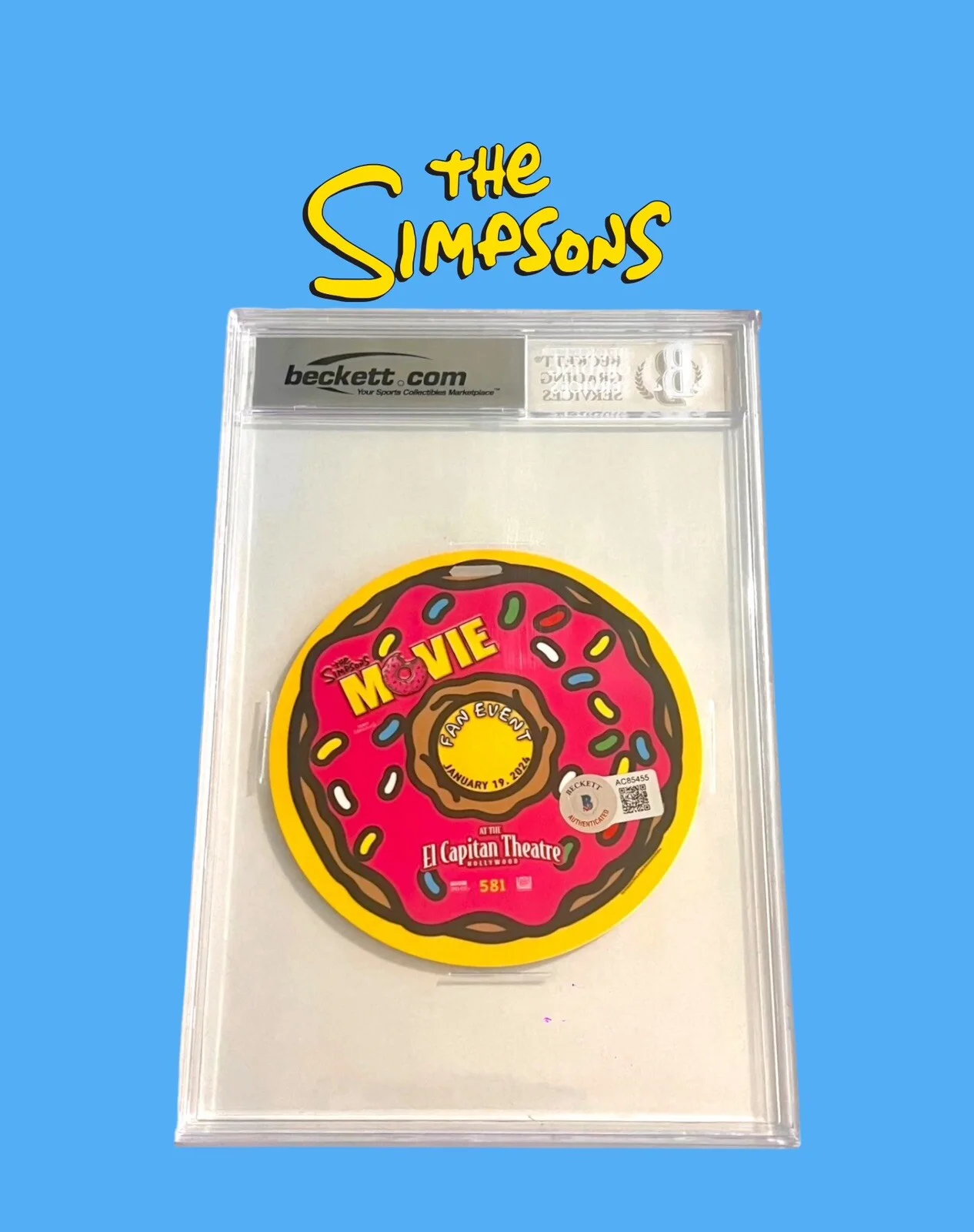 Matt Groening — MATT GROENING SIGNED THE SIMPSONS MOVIE FAN EVENT BADGE BART HAND SKETCH BECKETT, изображение 3
