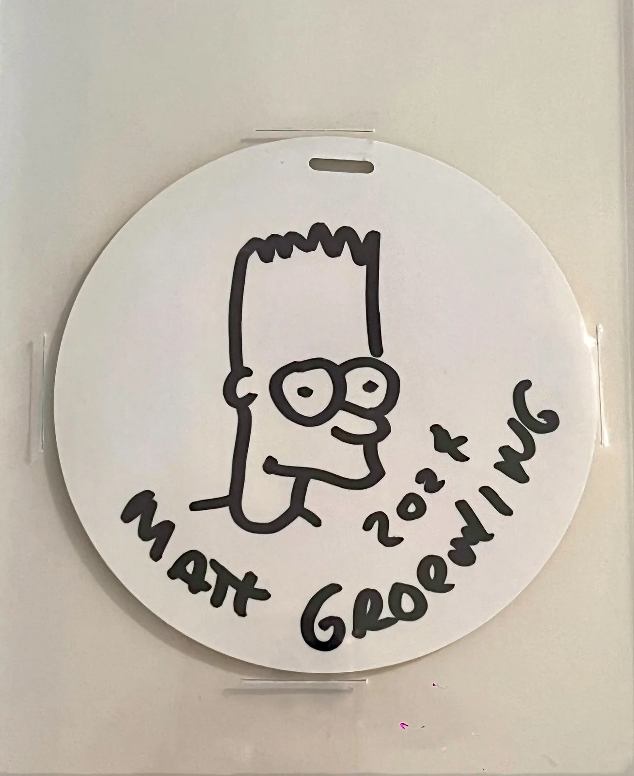 Matt Groening — MATT GROENING SIGNED THE SIMPSONS MOVIE FAN EVENT BADGE BART HAND SKETCH BECKETT, изображение 4