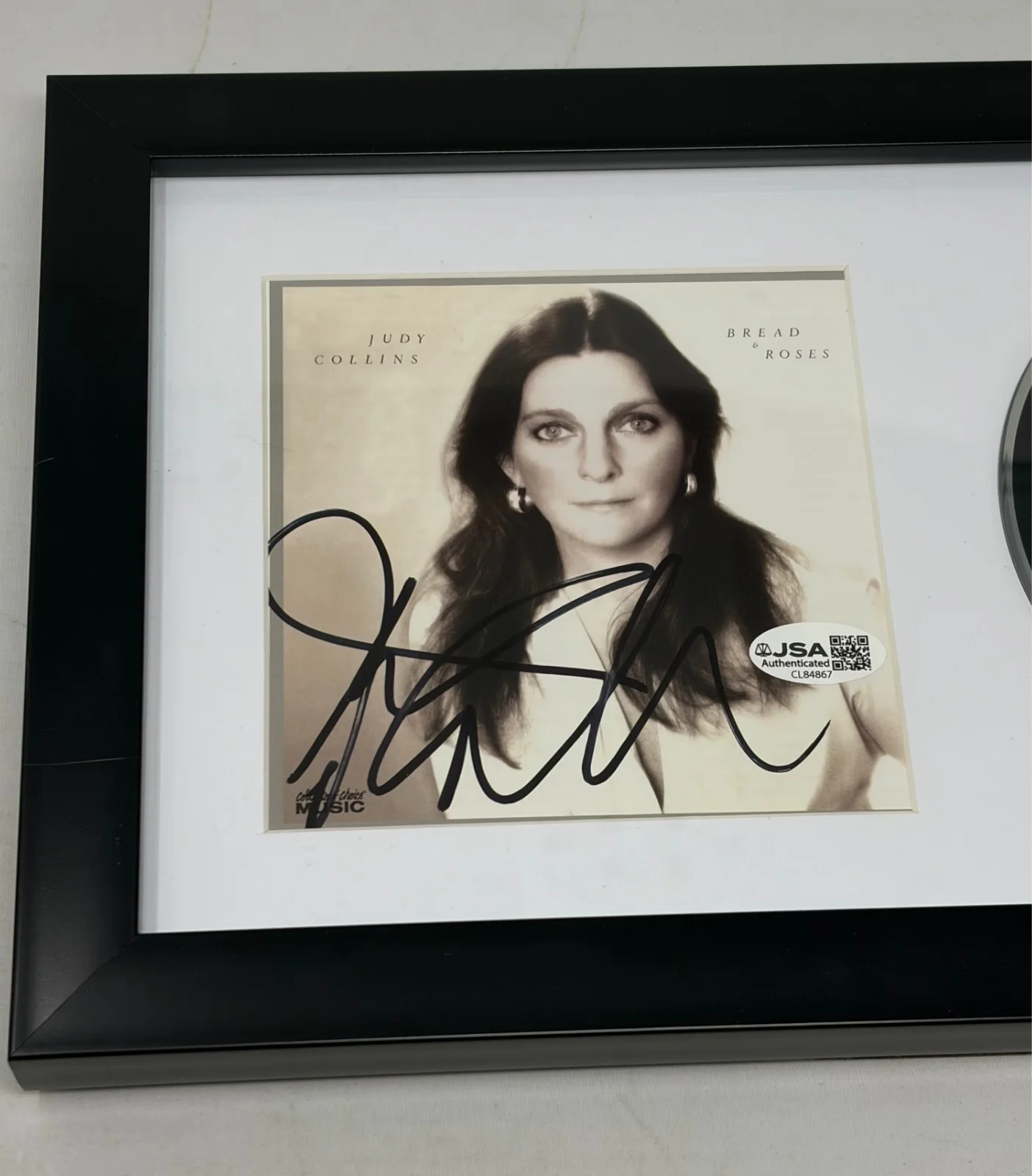 Judy Collins signed Bread & Roses Framed CD Cover JSA COA, image 2