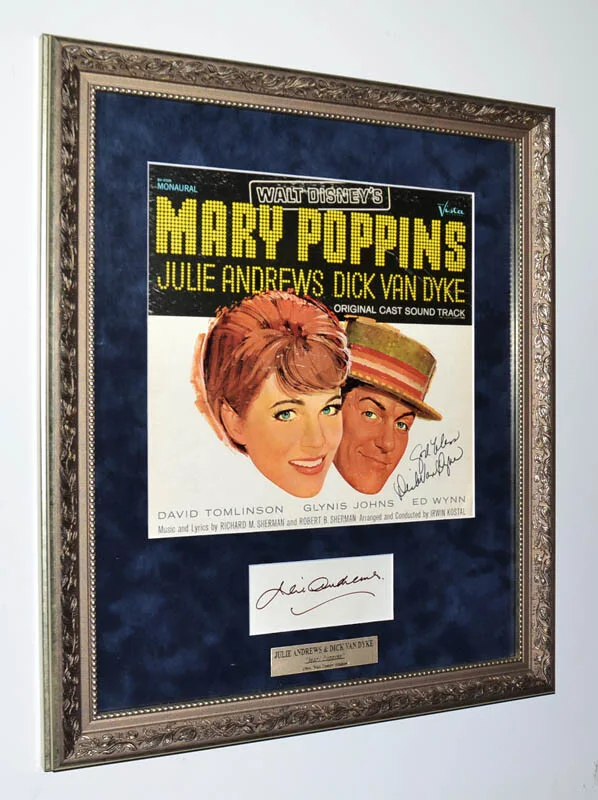 JULIE ANDREWS & DICK VAN DYKE — JULIE ANDREWS, DICK VAN DYKE Signed MARY POPPINS Autograph FRAME, DVD, COA, UACC