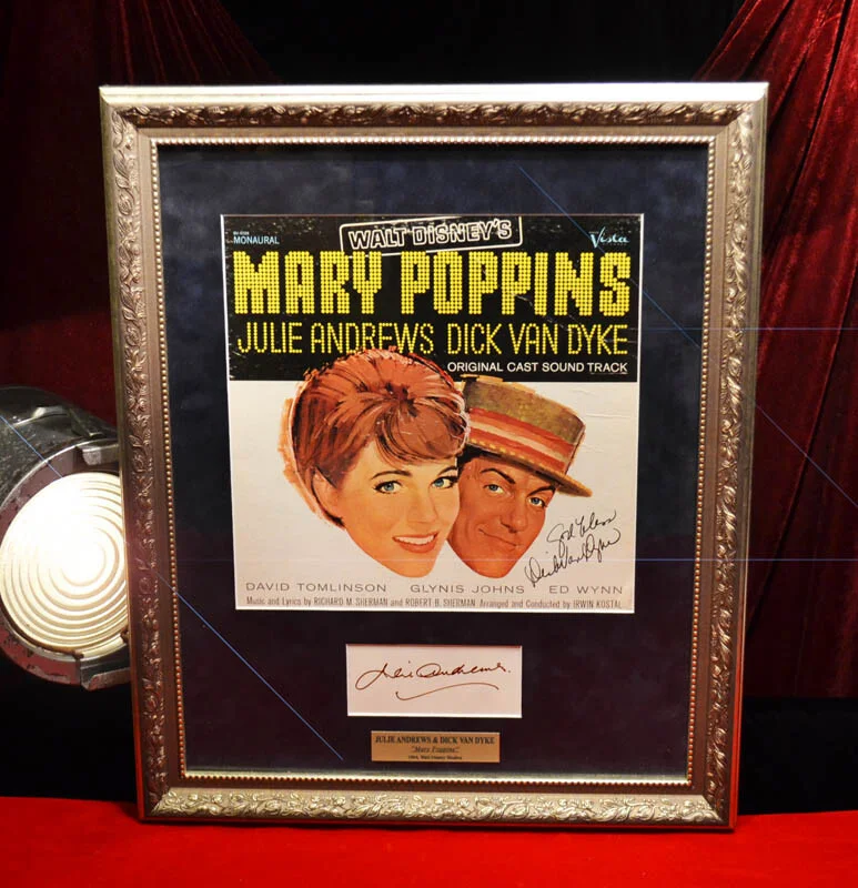 JULIE ANDREWS, DICK VAN DYKE — JULIE ANDREWS, DICK VAN DYKE Signed MARY POPPINS Autograph FRAME, DVD, COA, UACC, image 3