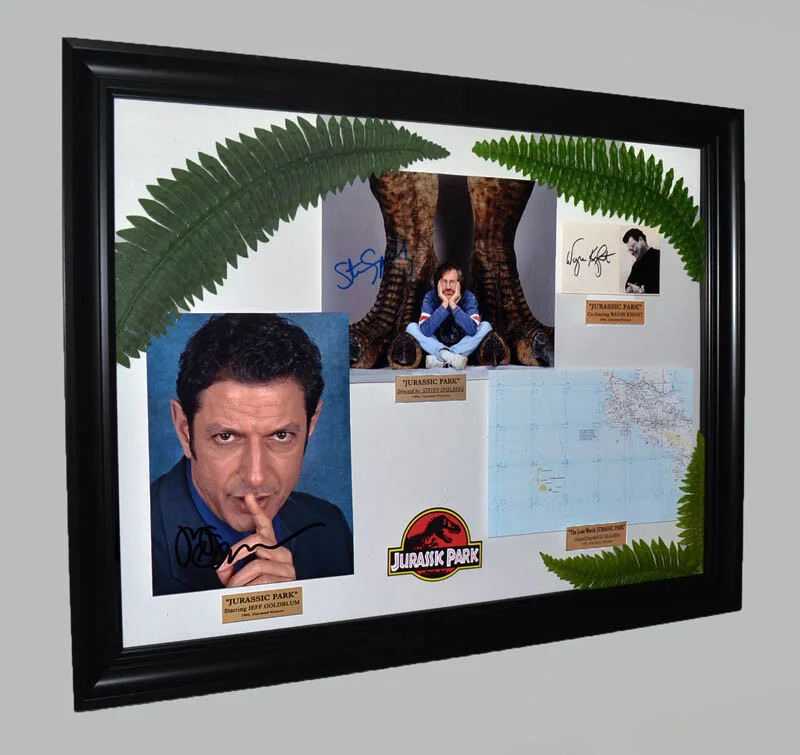 JURASSIC PARK Autograph Signed STEVEN SPIELBERG + 2 Stars, Prop FERNS, Map COA, image 3