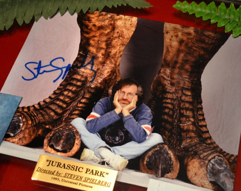 JURASSIC PARK Autograph Signed STEVEN SPIELBERG + 2 Stars, Prop FERNS, Map COA, image 4