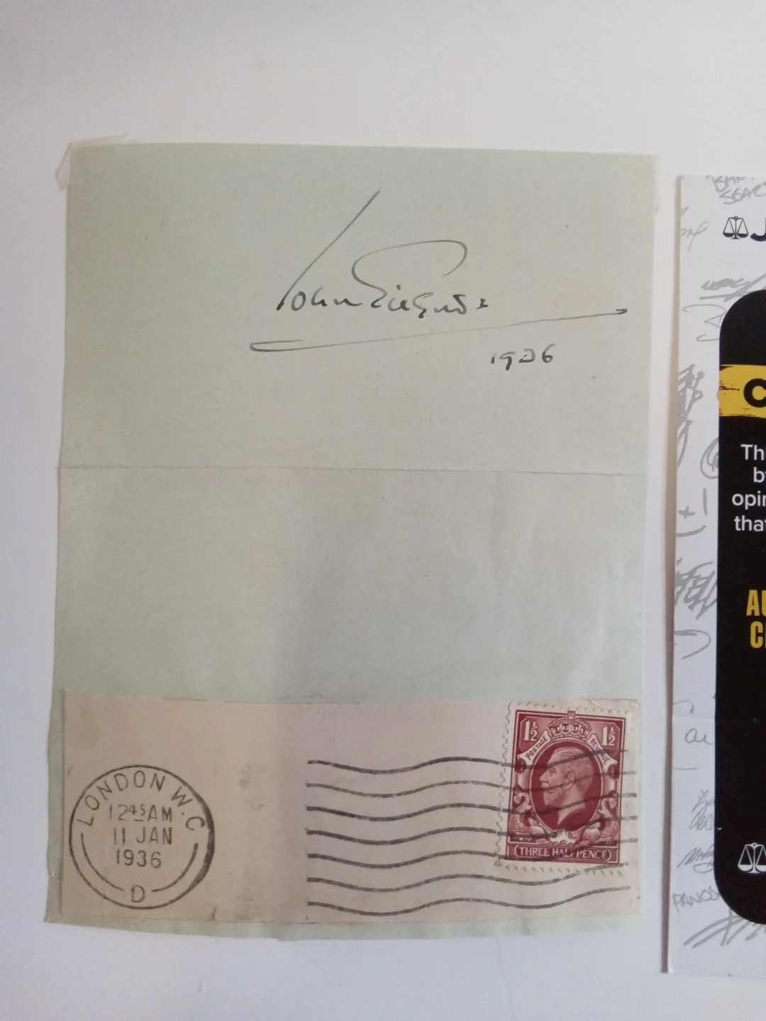 Sir John Gieldgud Oscar Tony Emmy EGOT Signed Paper JSA, изображение 2