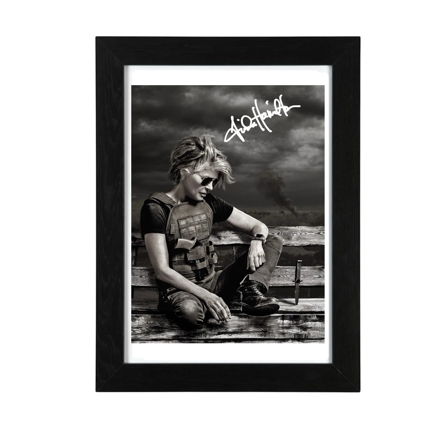 Linda Hamilton Signed Autograph PHOTO Pre Print 6x4/A4/ Framed Terminator, image 2