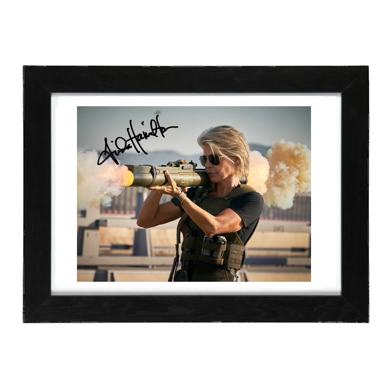 Linda Hamilton Signed Autograph PHOTO Pre Print 6x4/A4/ Framed Terminator, image 2