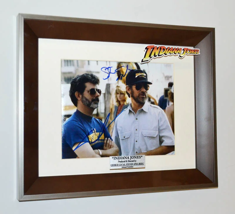 STEVEN SPIELBERG & GEORGE LUCAS — INDIANA JONES Signed STEVEN SPIELBERG, GEORGE LUCAS Autograph FRAME DVD COA UACC