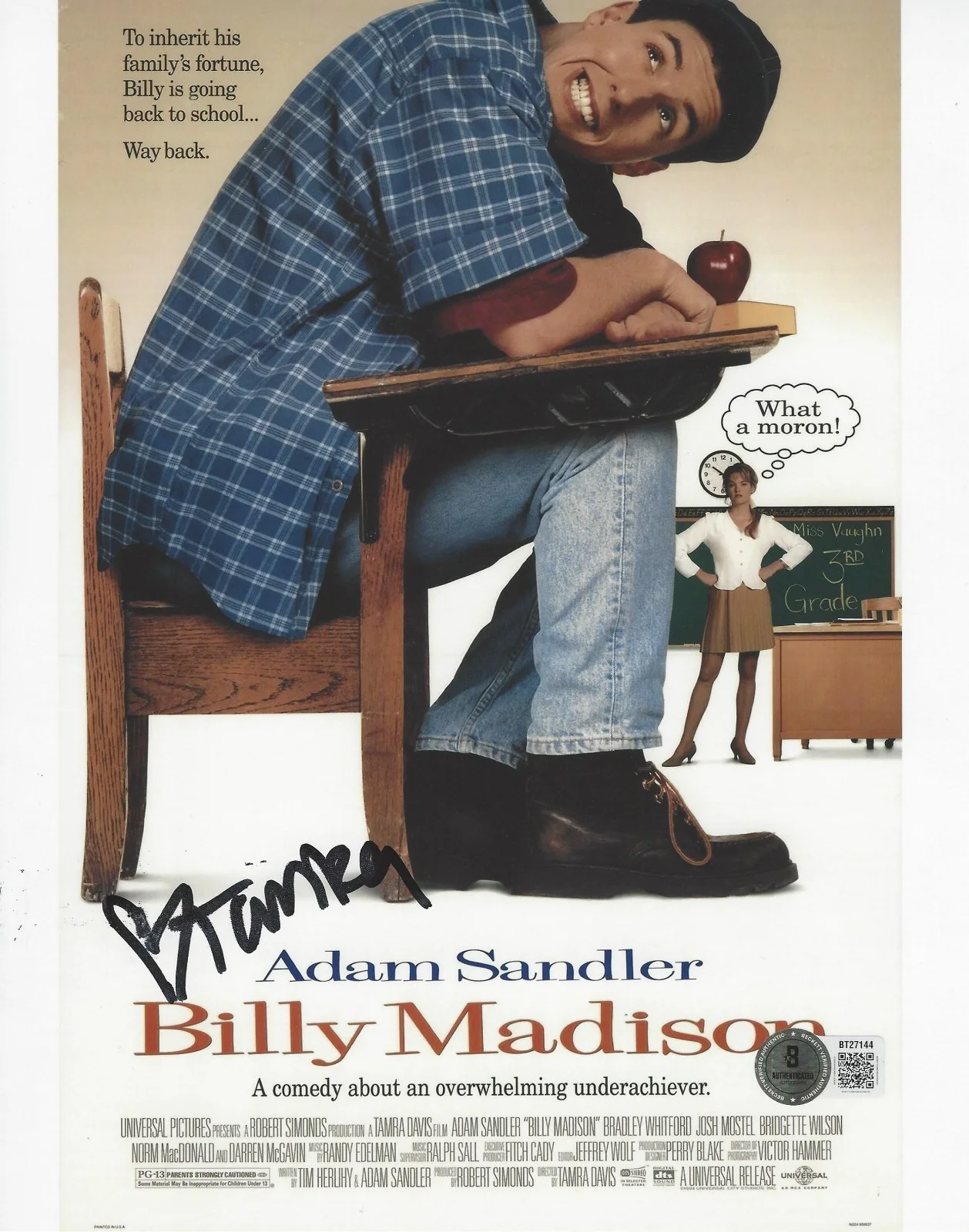 DIRECTOR TAMRA DAVIS SIGNED BILLY MADISON 8x10 MOVIE POSTER PHOTO BECKETT COA, изображение 2
