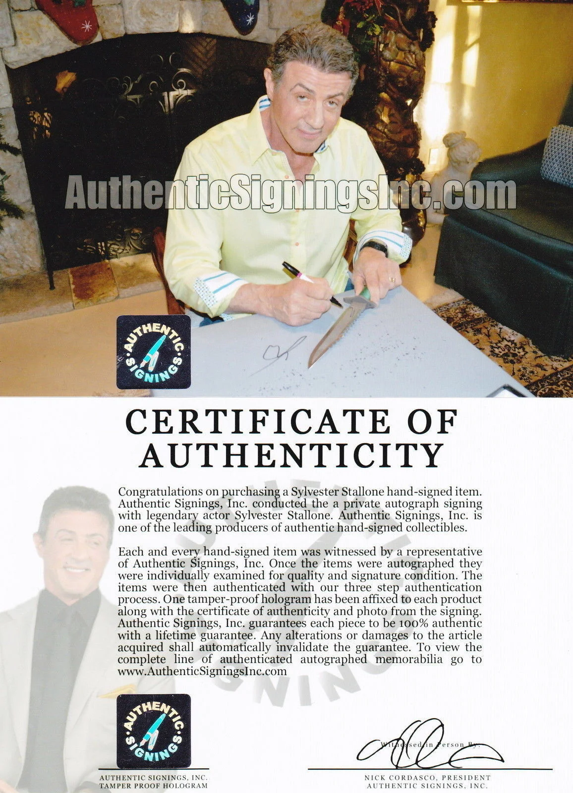 Sylvester Stallone — Sylvester Stallone John Rambo Autographed FIRST BLOOD RAMBO Knife ASI Proof, image 2