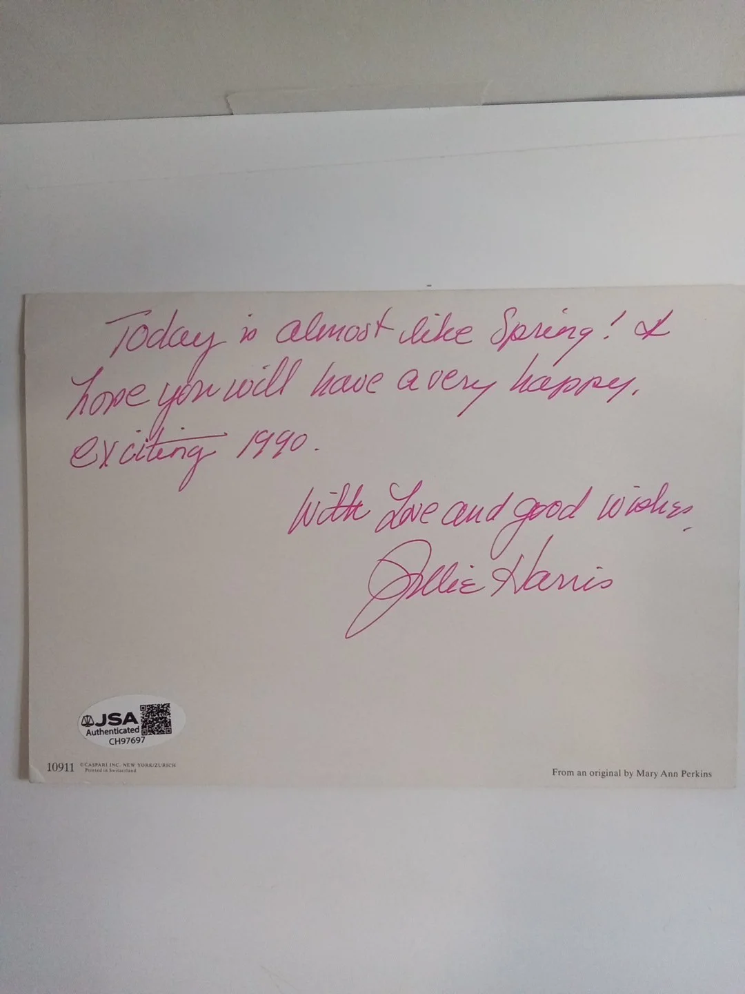 Julie Harris Broadway Legend East Of Eden Signed Notecard JSA, image 2