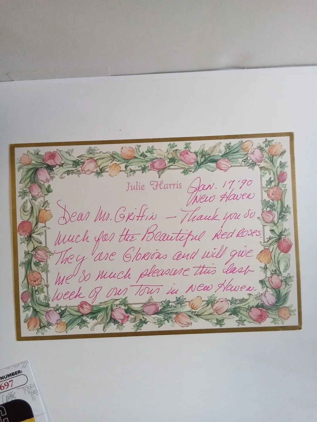 Julie Harris Broadway Legend East Of Eden Signed Notecard JSA, image 4