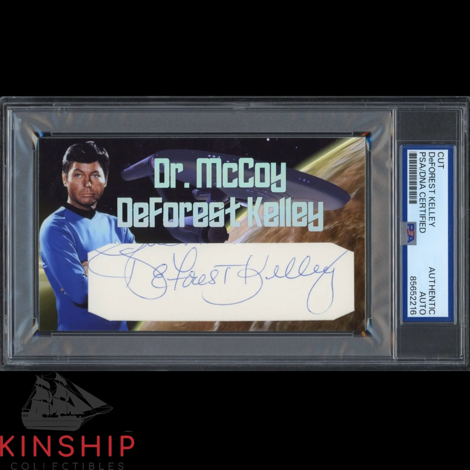 DeForest Kelley — DeForest Kelley signed Cut 3x5 Custom Card PSA DNA Slab Star Trek Auto C5789
