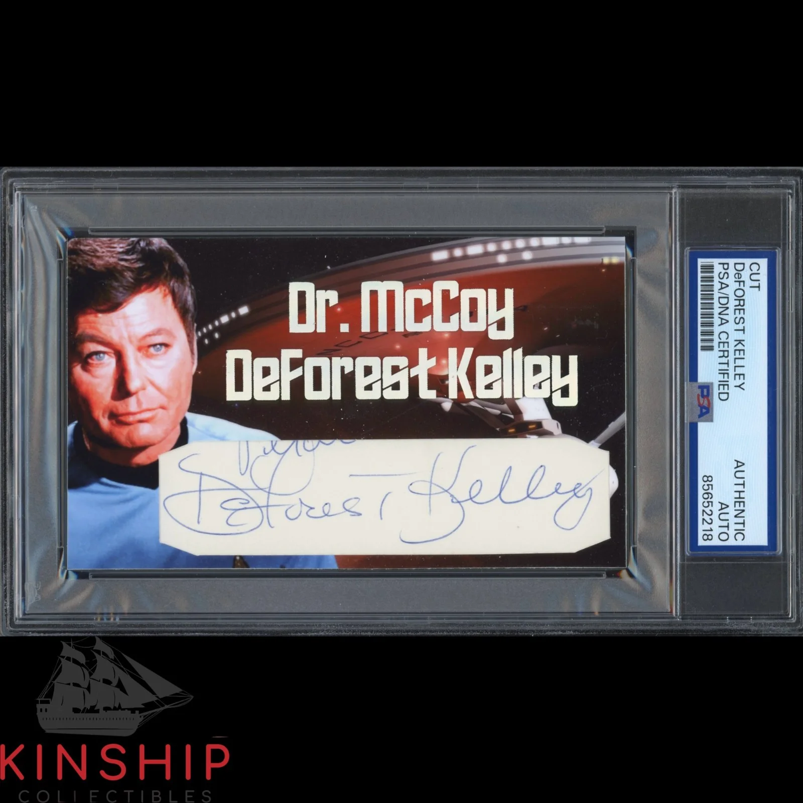 DeForest Kelley — DeForest Kelley signed Cut 3x5 Custom Card PSA DNA Slab Star Trek Auto C5788