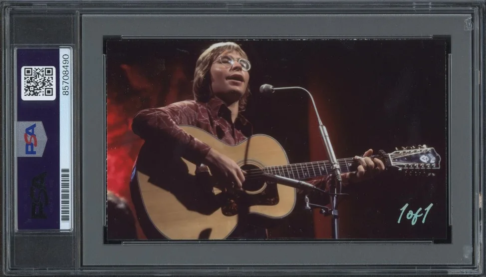 John Denver signed Cut 3x5 Custom Card PSA DNA Slab Country Music Auto C5791, image 2