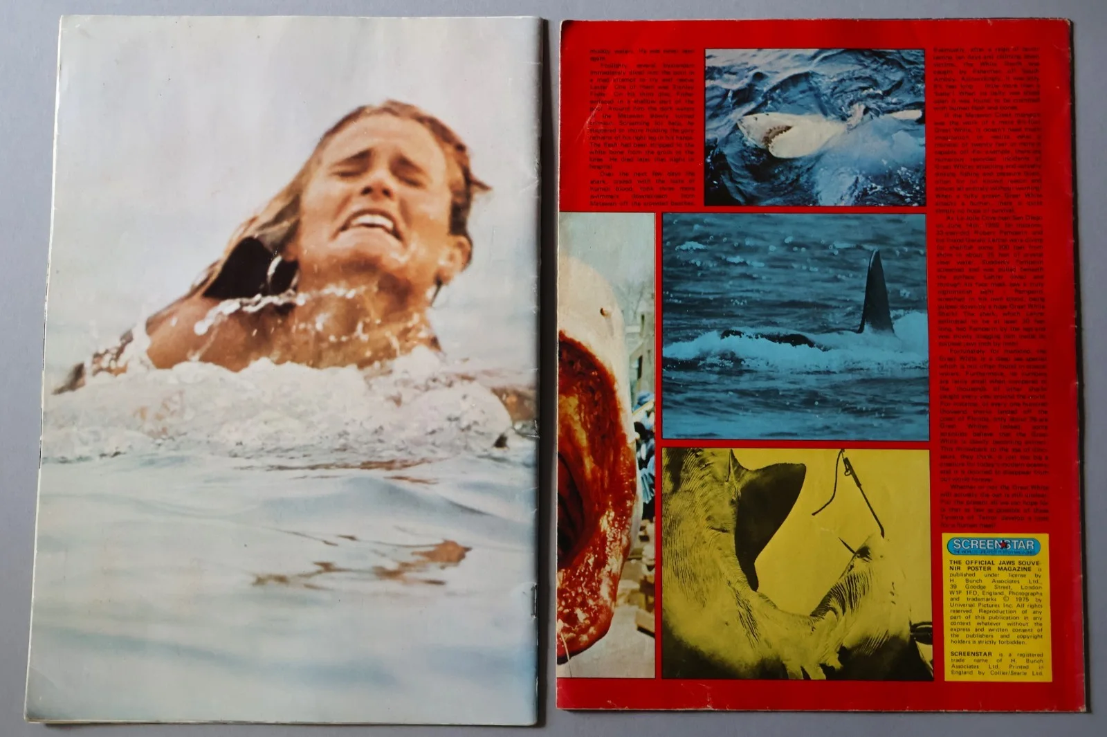 JAWS - UK 1975 Official Souvenir Brochure Programme & Giant Poster Magazine, image 2