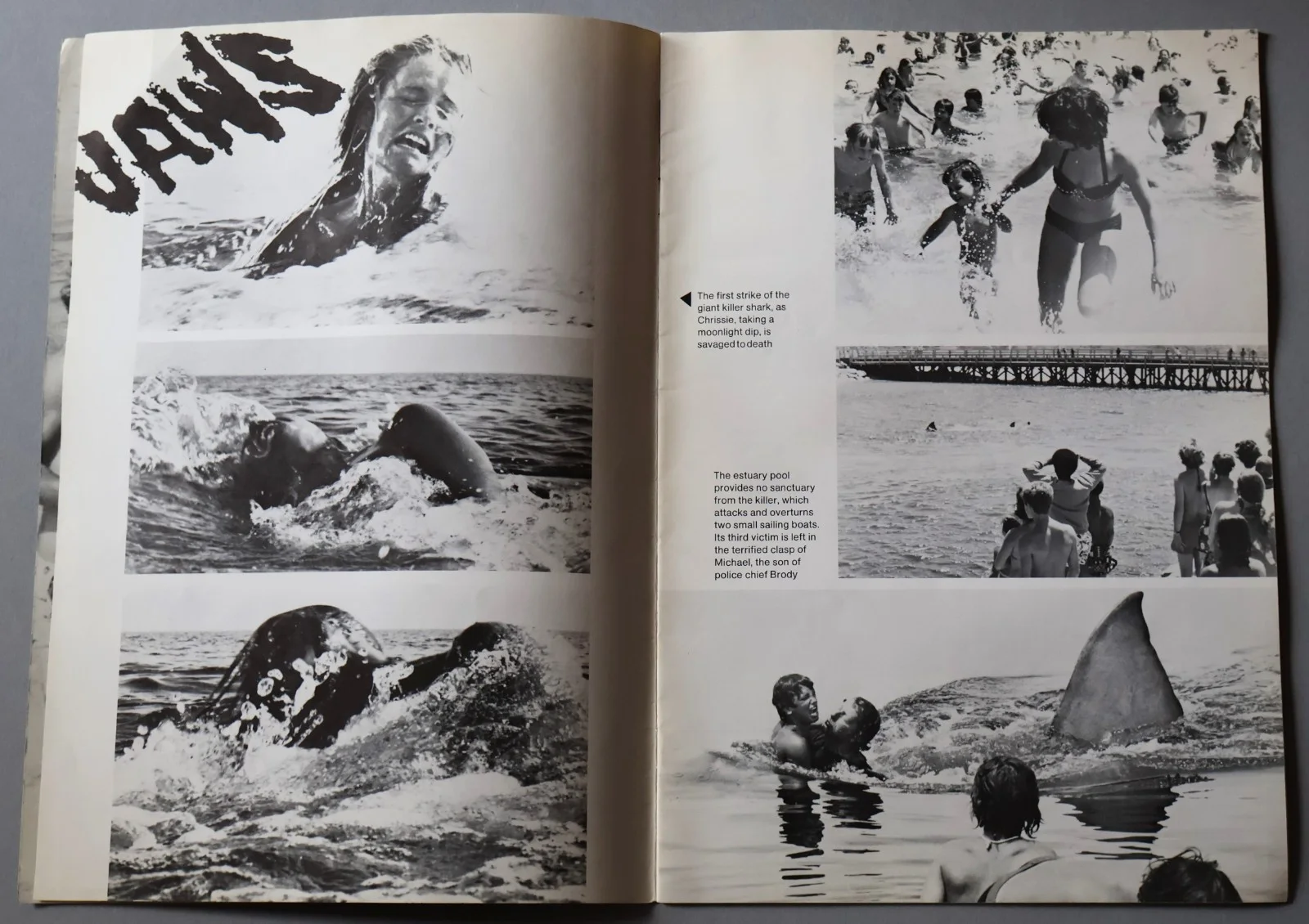 JAWS - UK 1975 Official Souvenir Brochure Programme & Giant Poster Magazine, image 3