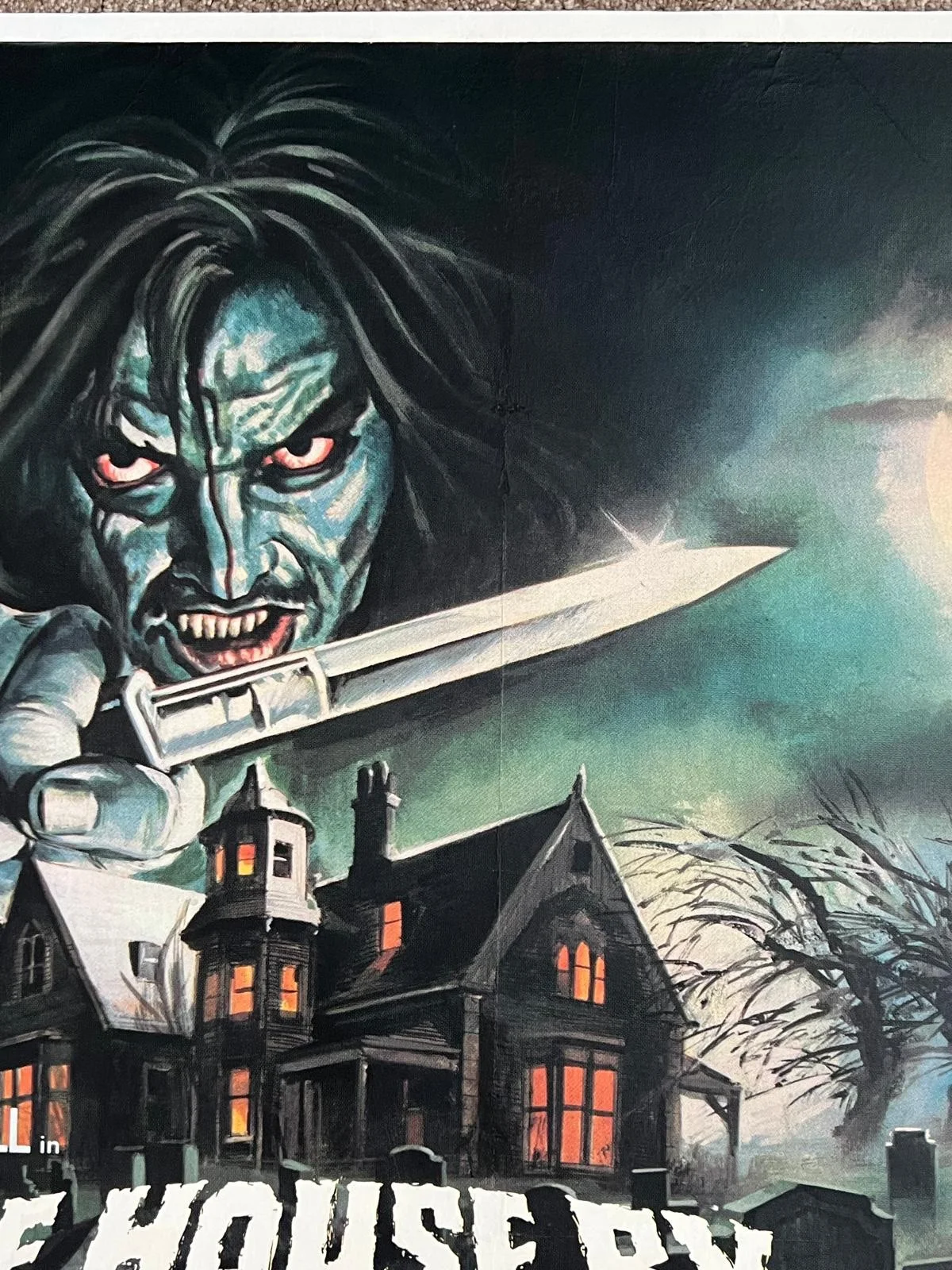 The House by the Cemetery Original UK British Quad Film Poster LINEN BACKED 1981, изображение 4