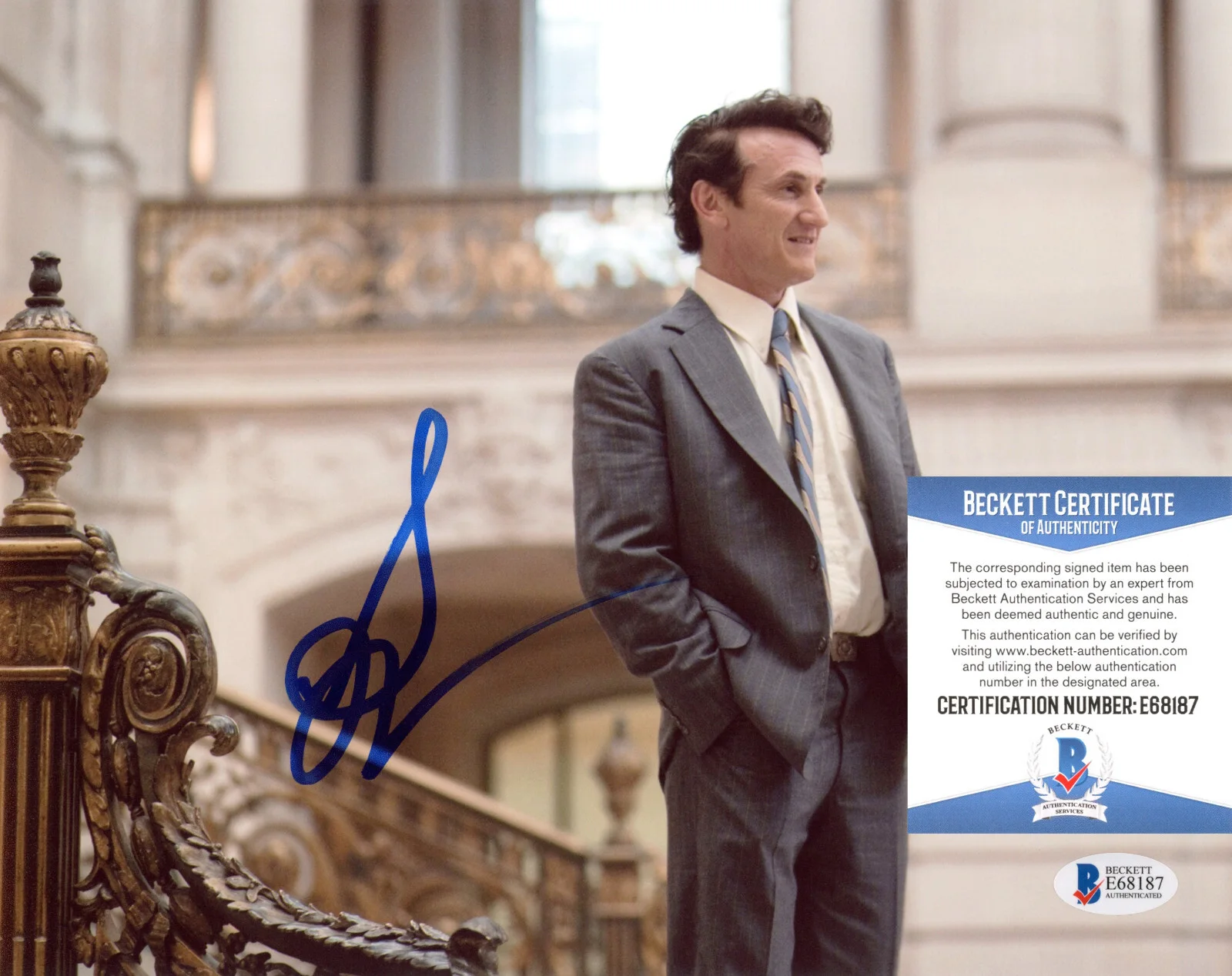 Sean Penn — Sean Penn Signed BAS COA Autographed 8X10 Milk Photo Autograph Auto Beckett, image 2
