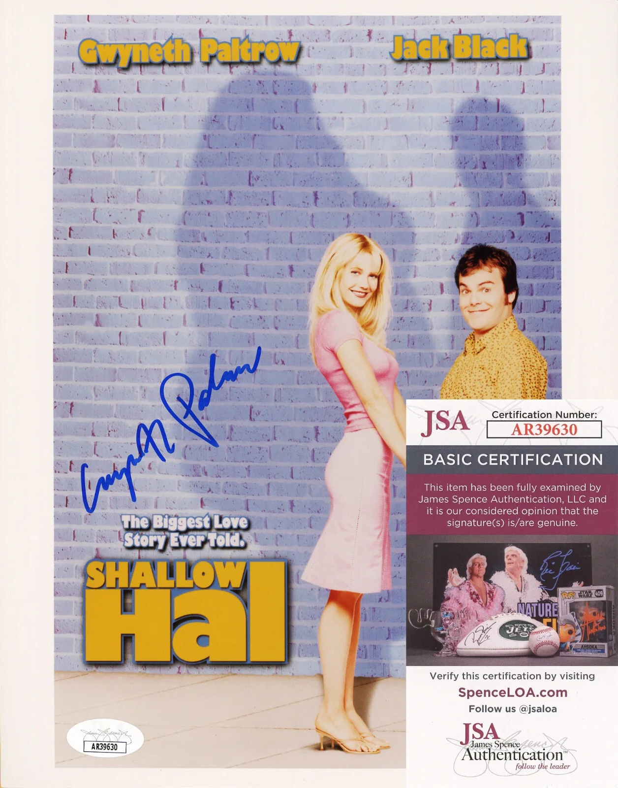 Gwyneth Paltrow — Gwyneth Paltrow Signed JSA COA Autographed 8X10 Shallow Hal Photo Autograph Auto, изображение 2