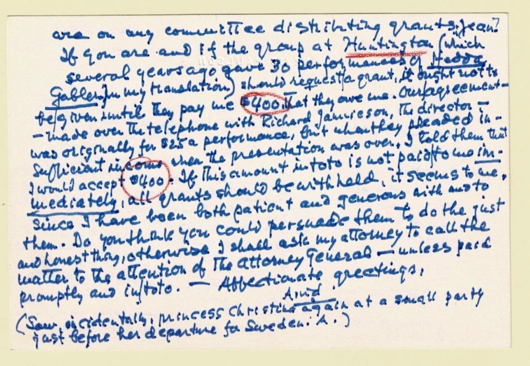 Arvid Paulson — 1975 AUTOGRAPH LETTER by ARVID PAULSON Swedish-American Actor & Ibsen Translator, изображение 2