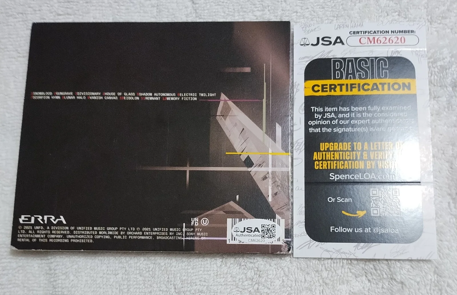 ERRA SIGNED CD NEON DRIFT ARGUMENT IMPULSE Silence Outlives the Earth PROOF JSA, image 3