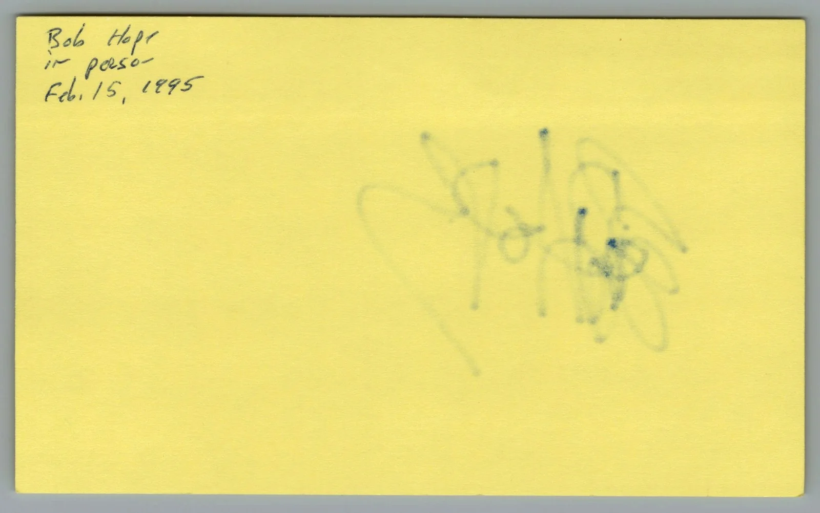 Bob Hope — Bob Hope Signed 3x5 Index Card Autographed, image 2