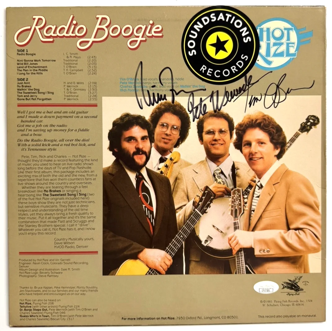 Hot Rize Signed Radio Boogie Vinyl LP Album Tim O’Brien Pete Wernick JSA COA, изображение 2
