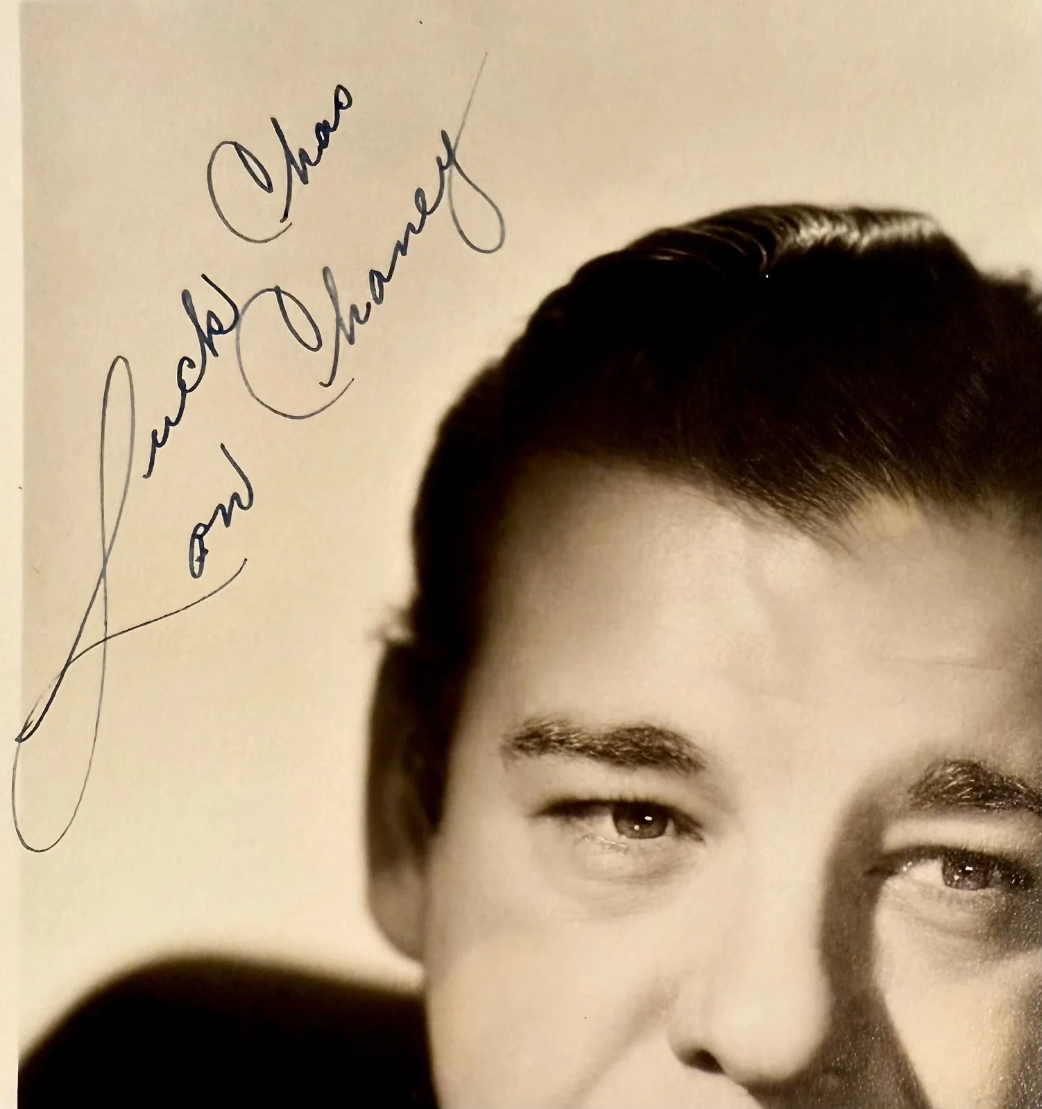 Lon Chaney Jr — LON CHANEY JR. Signed Autograph 8"x 10" PHOTO THE WOLF MAN HORROR BECKETT LOA, изображение 2