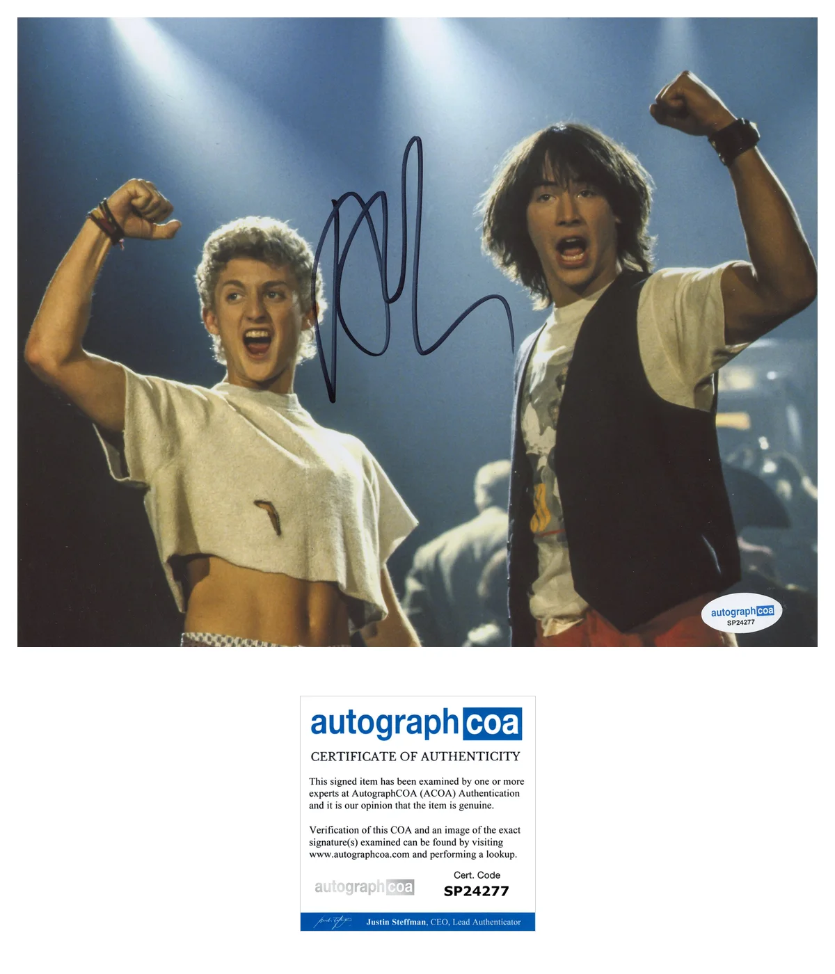 Alex Winter — Alex Winter Signed BILL & TED'S EXCELLENT ADVENTURE 8x10 Photo PROOF ACOA C