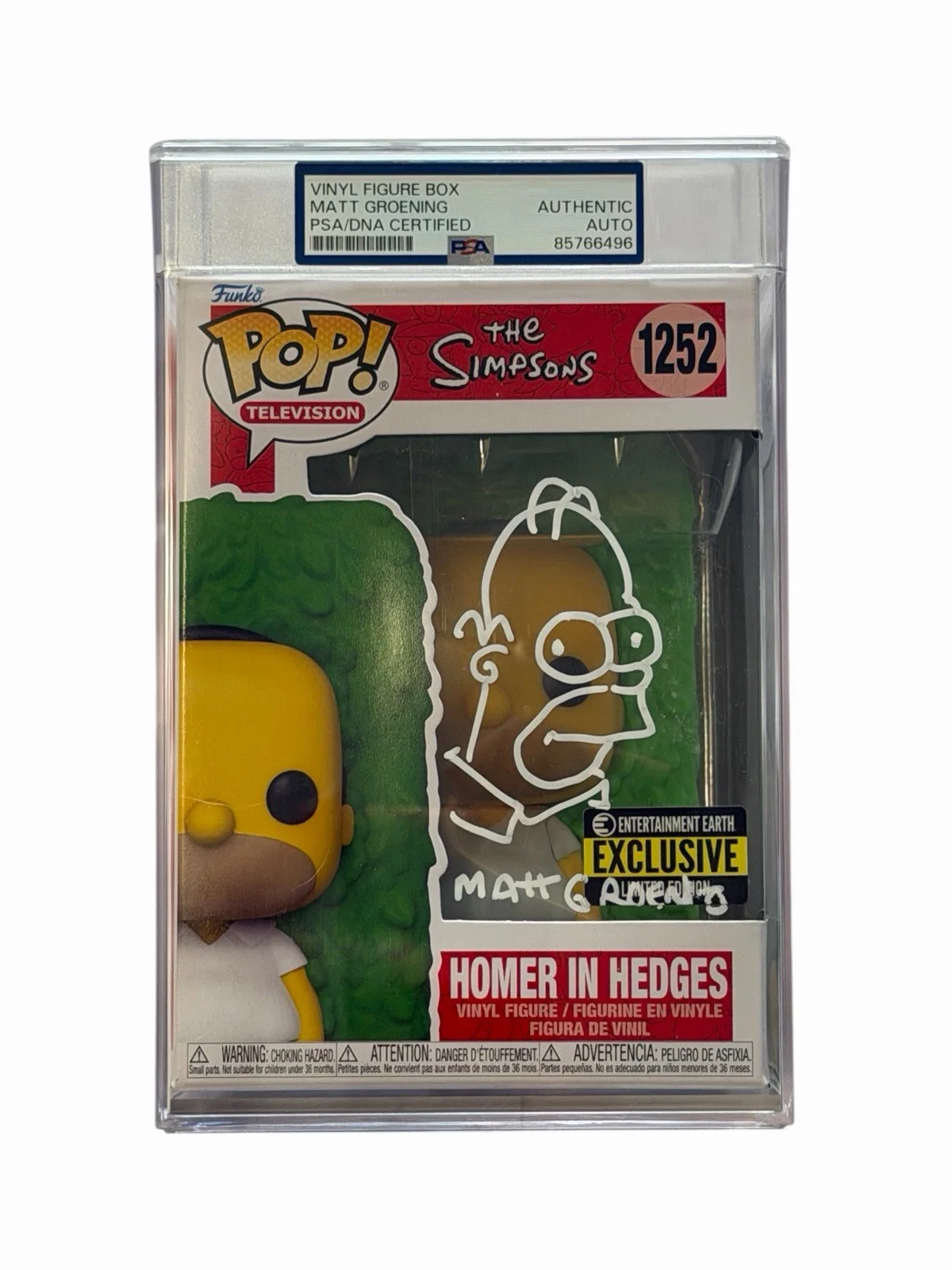 Matt Groening — MATT GROENING SIGNED HOMER IN HEDGES FUNKO AUTOGRAPH+SKETCH ENCAPSULATED PSA, image 2