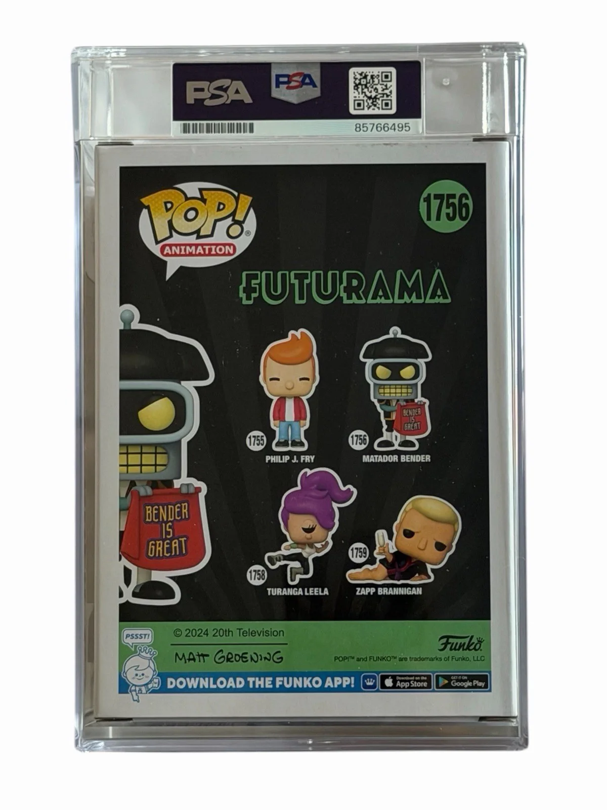 Matt Groening — PSA GEM 10 MATT GROENING SIGNED MATADOR FENDER FUTURAMA FUNKO AUTOGRAPH & SKETCH, изображение 4