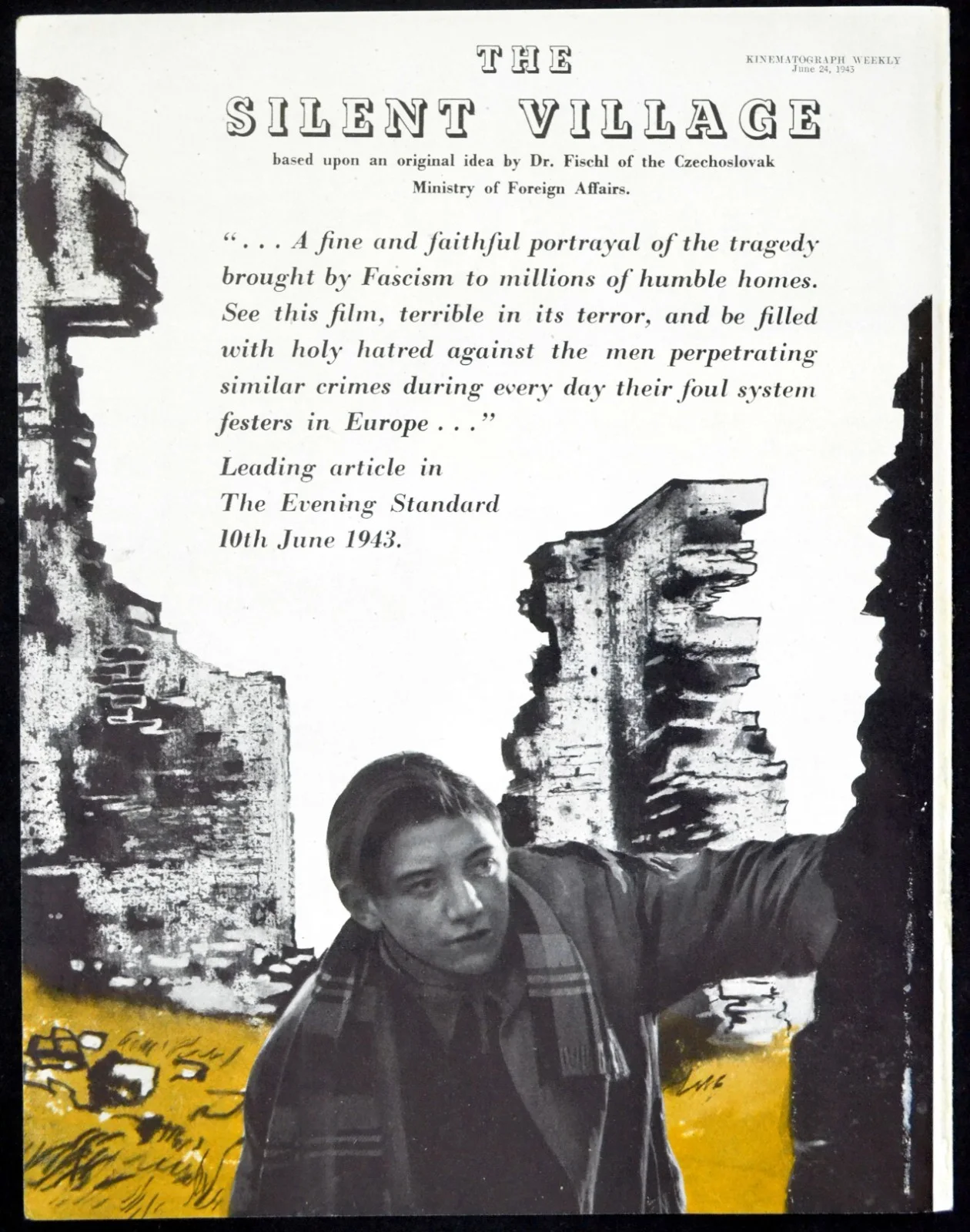 SILENT VILLAGE 1943 Humphrey Jennings - John Piper TRADE ADVERT, изображение 2