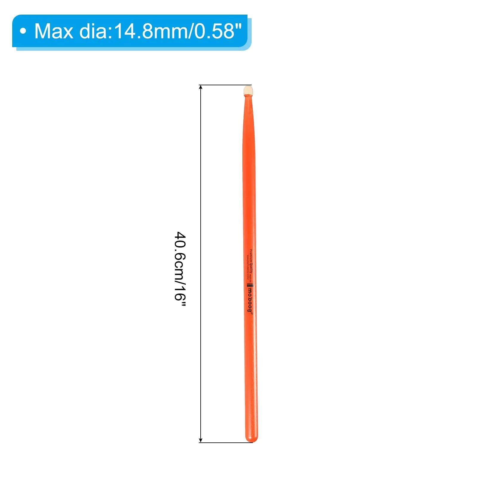 Maple Wood Drumstick Anti Slip Drum Stick 5A Orange 1 Pair for Drumming Musical, изображение 2