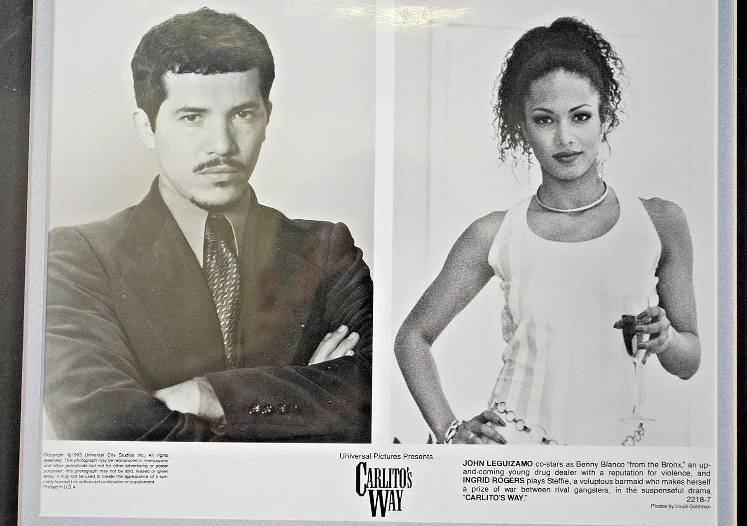 JOHN LEGUIZAMO — John Leguizamo Carltio's Way Framed Plaque Signed Picture - COA PAAS #12672, image 3