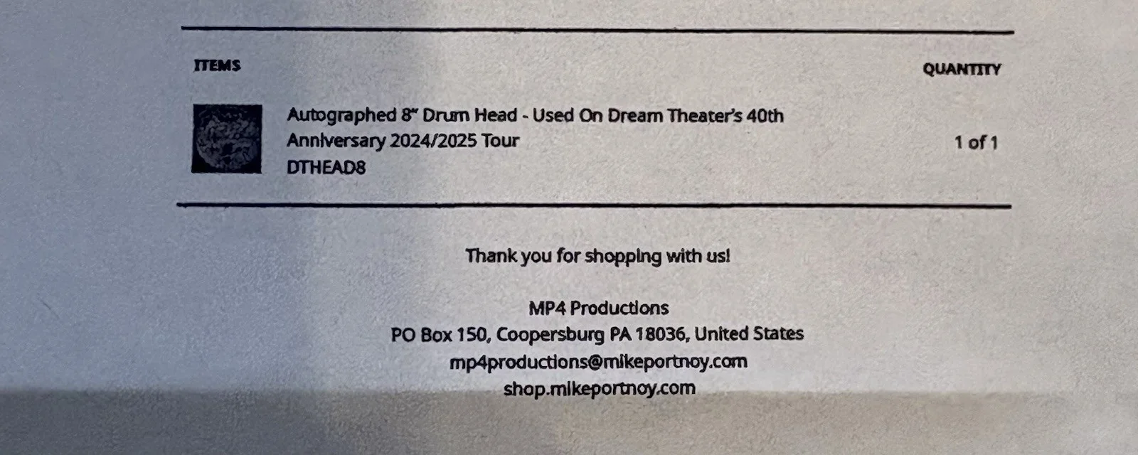 Mike Portnoy — Mike Portnoy Signed 8” Drum Head Dream Theater 40th Anniversary Tour Autograph, изображение 3