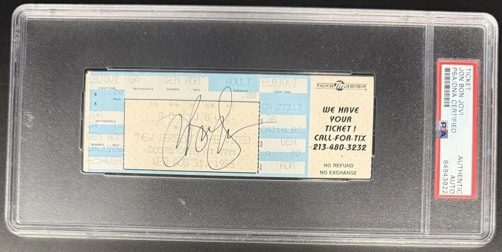 Jon Bon Jovi — Jon Bon Jovi Signed Autograph Original 1988 NJ Encapsulated Ticket PSA/DNA COA