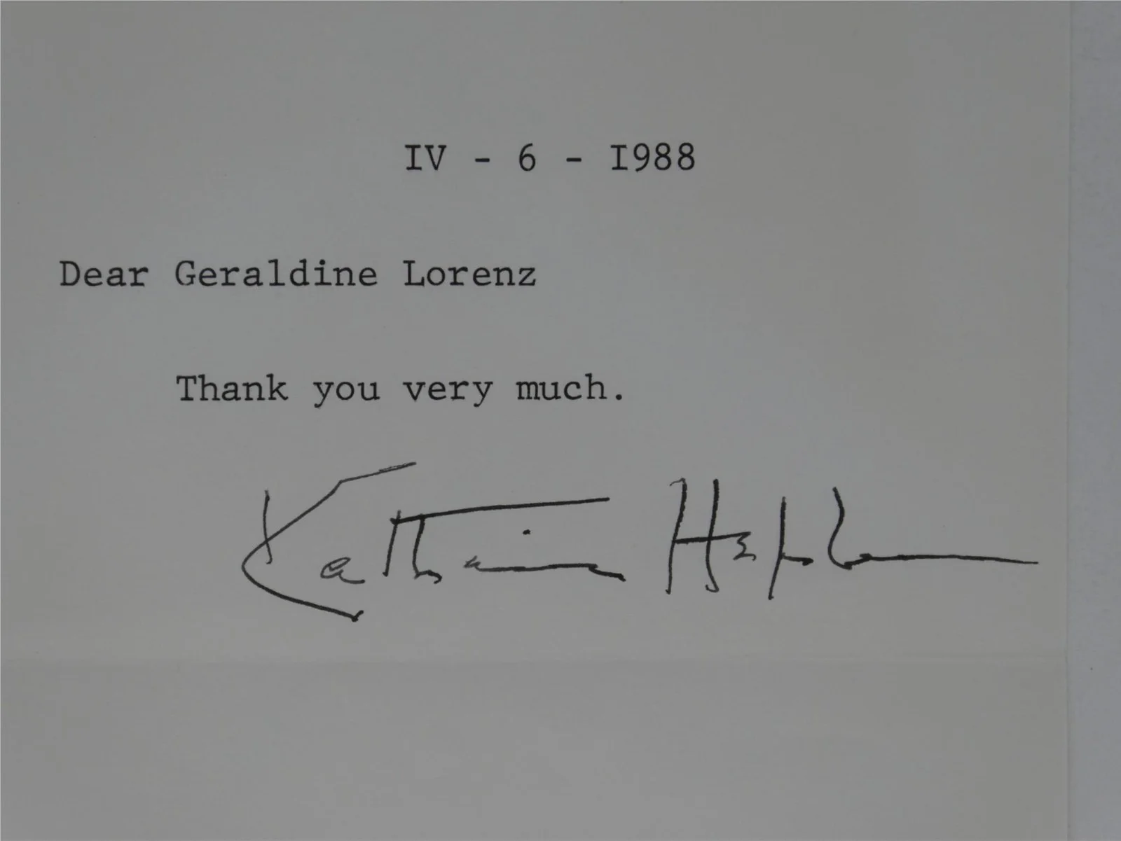Katherine Hepburn — Katharine Hepburn Signed Typed Letter TLS Autographed 6x8 w/ Envelope, JSA COA, image 3