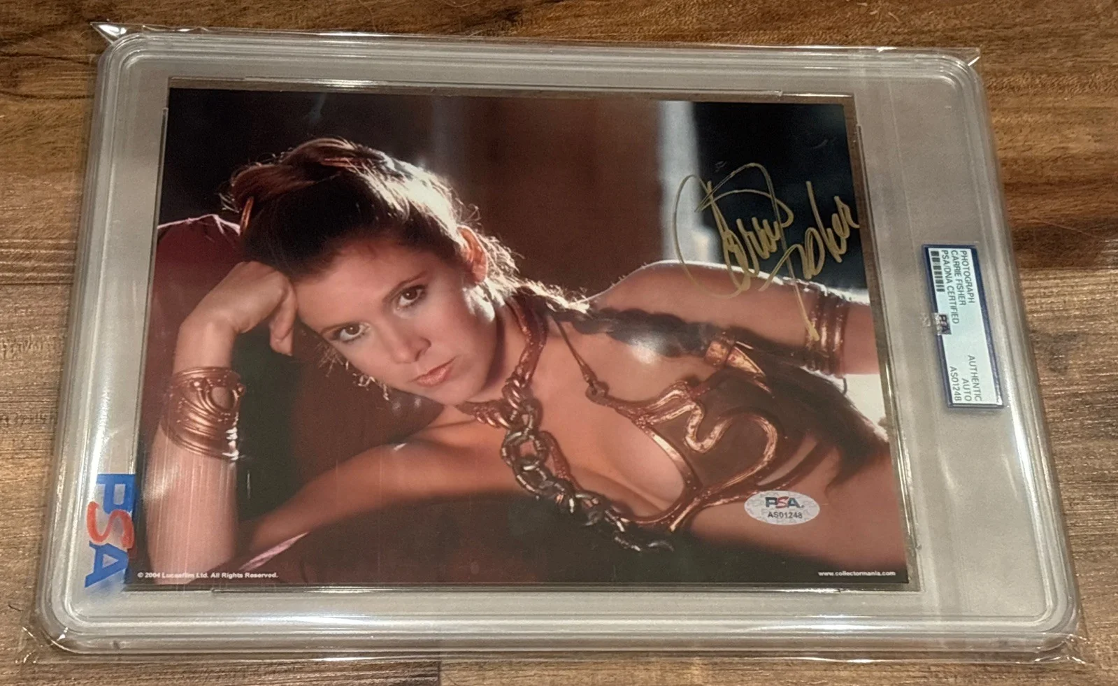 Carrie Fisher — Star Wars Carrie Fisher Slave Princess Leia Signed Photo PSA Encased Authentic, изображение 2