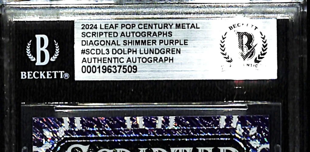 DOLPH LUNDGREN Signed 2024 Leaf Pop Century Scripted Diagonal Shimmer Purple BAS, image 2