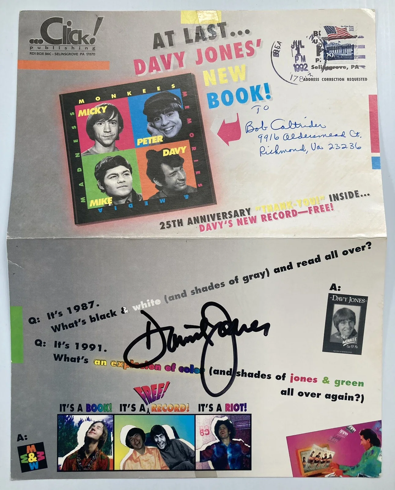 The Monkees Davy Jones Signed Autograph 8.5x11 Brochure - JSA Cert - FREE S&H!, изображение 4