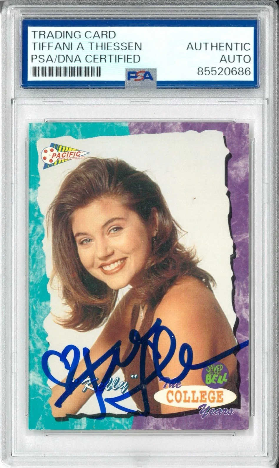 Tiffani Amber Thiessen — Tiffani Thiessen Signed Auto Slabbed 1994 Pacific Saved By The Bell Card PSA DNA