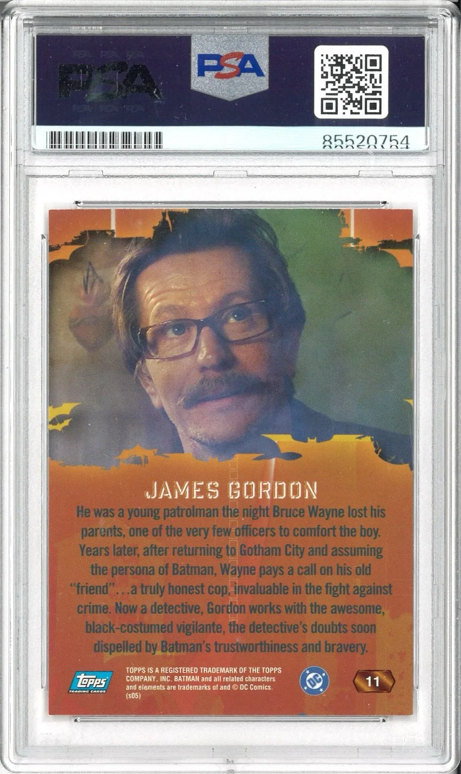 Christian Bale — GARY OLDMAN Signed Autograph Slabbed Topps Batman Begins Card PSA DNA, image 2