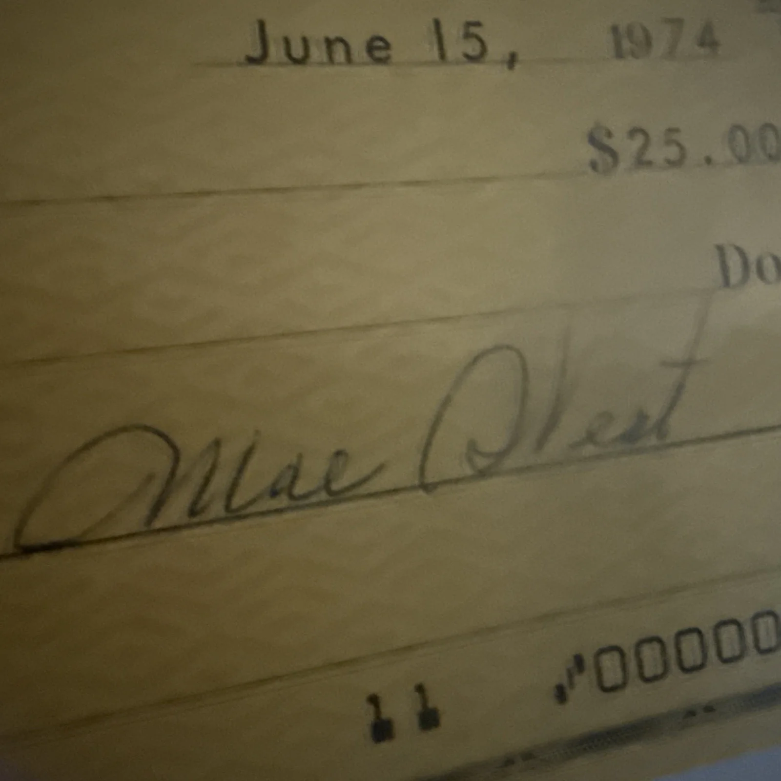 NICE MAE WEST SIGNED FROM 1974, image 2