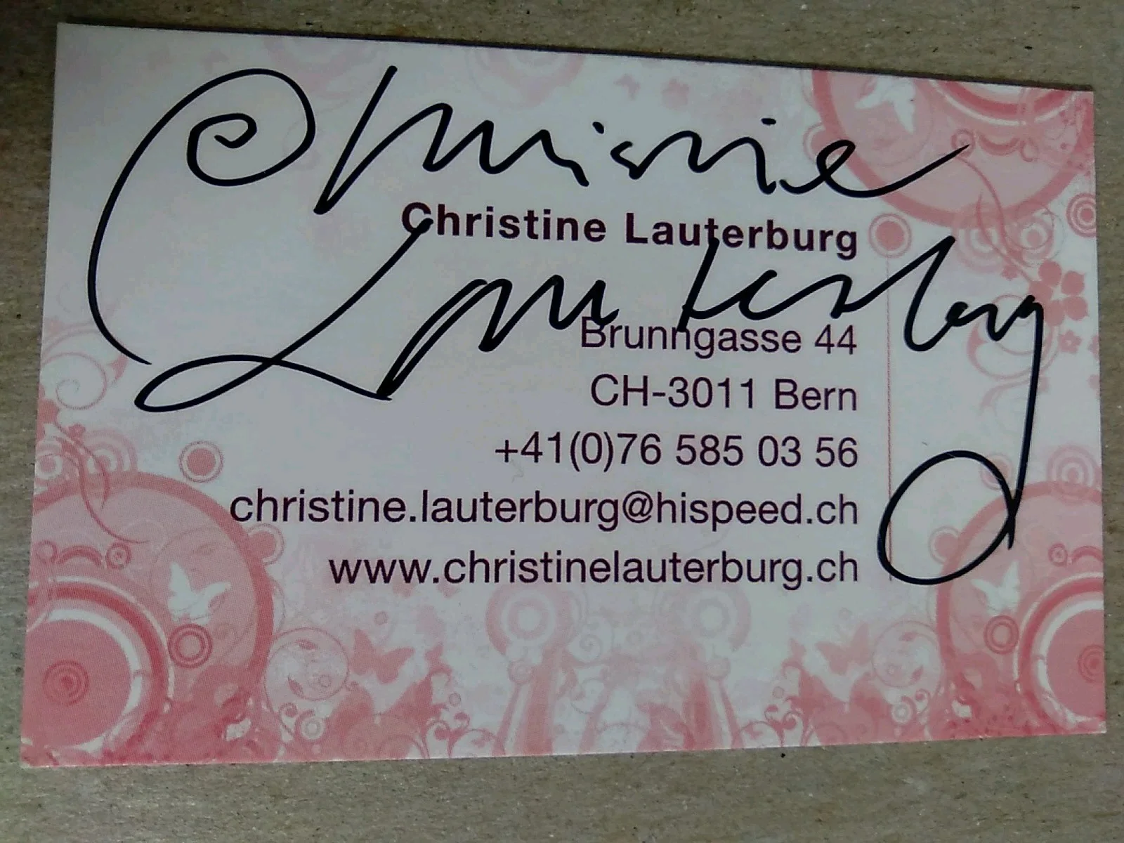 Christine Lauterburg Swiss Singer And Yodeler Signed Business Card, изображение 2
