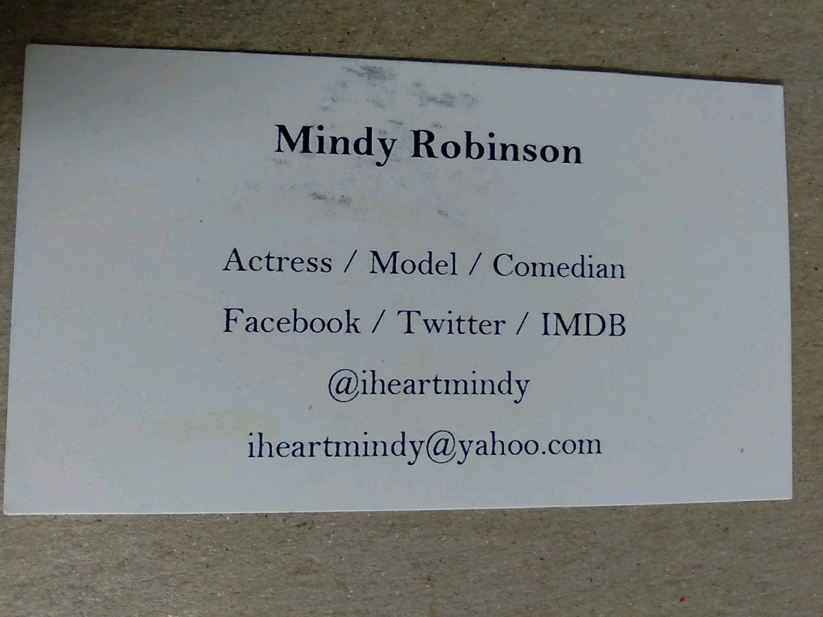 Mindy Robinson Actress Model Comedian Signed Business Card, image 4