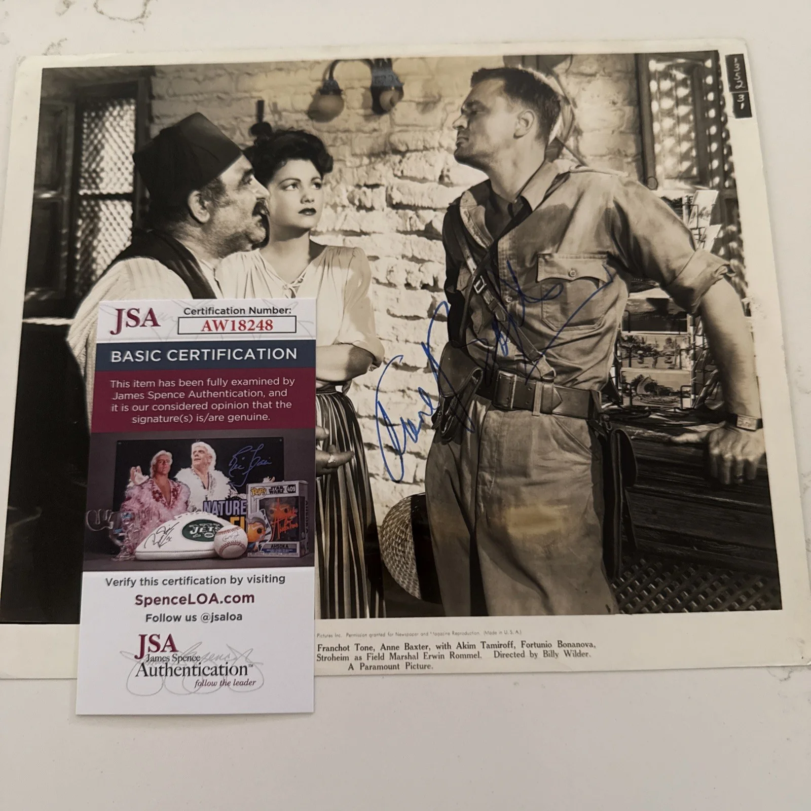 Anne Baxter 5 Graves To Cairo Photo SIGNED JSA COA 8x10 Vintage Original, изображение 2
