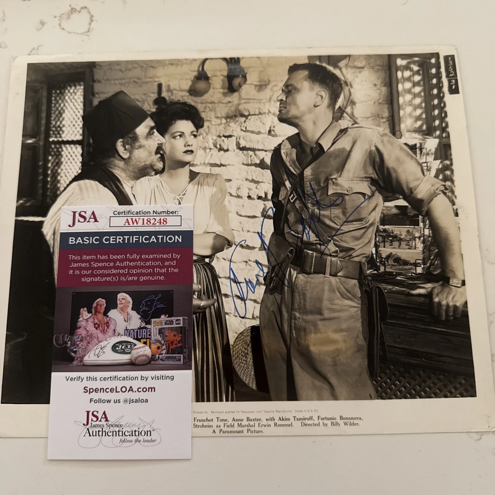 Anne Baxter 5 Graves To Cairo Photo SIGNED JSA COA 8x10 Vintage Original, изображение 4